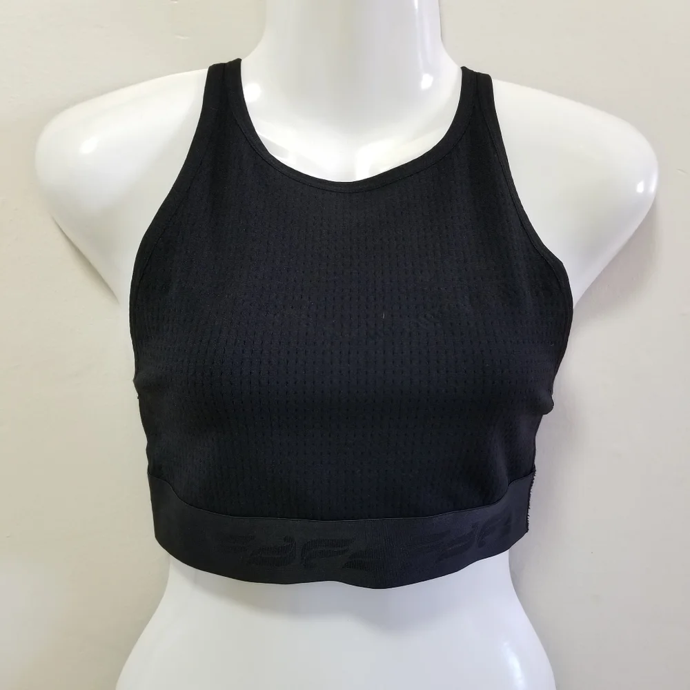 Fabletics Womens Wren SculptKnit Sports Bra Black  Logo Wide Band Mesh S NWT - Picture 4 of 14